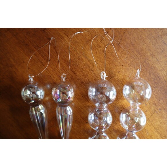 Lot 11 Handblown Clear Thin Glass Iridescent Christmas Tree Ornament Icicle Ball - Picture 4 of 12